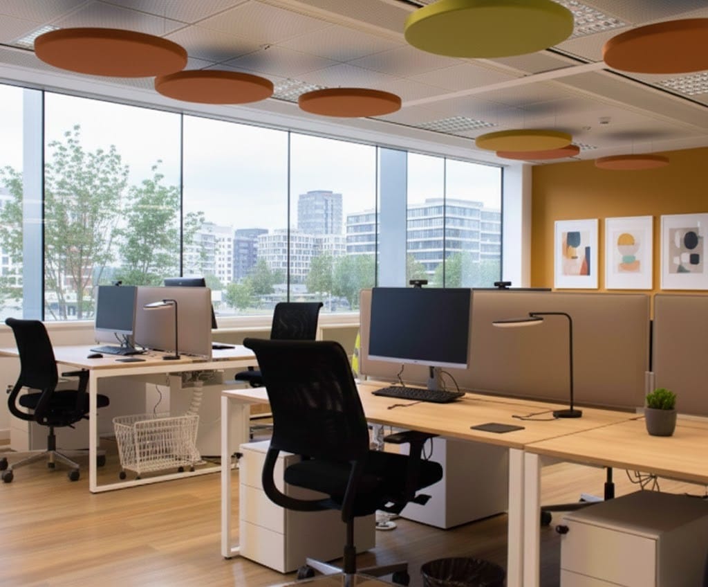 Ufficio operativo moderno progettato da CSP CONTRACT & DESIGN, luminoso e ordinato con postazioni e aree comuni integrate