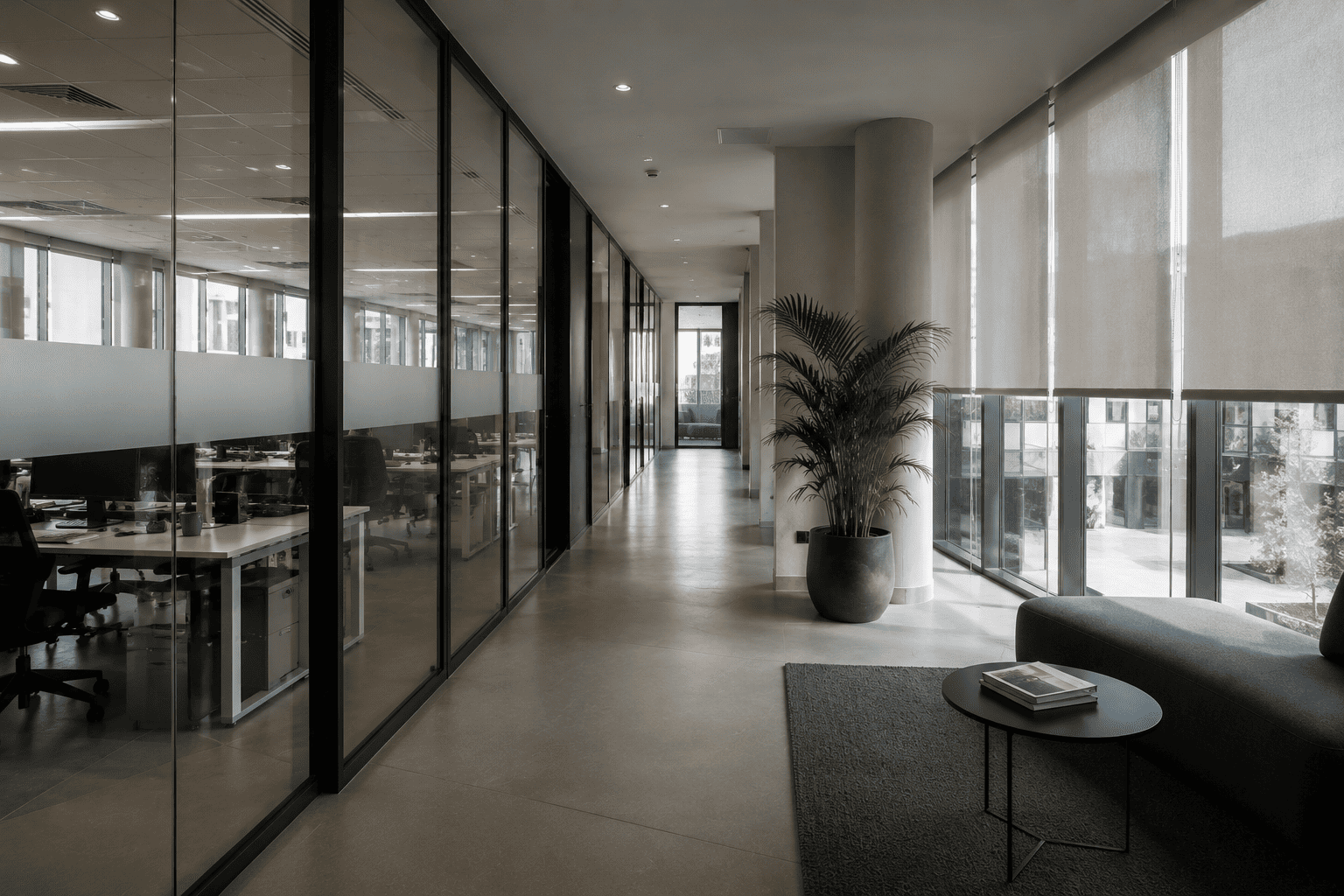glass walls roller blinds office padova csp